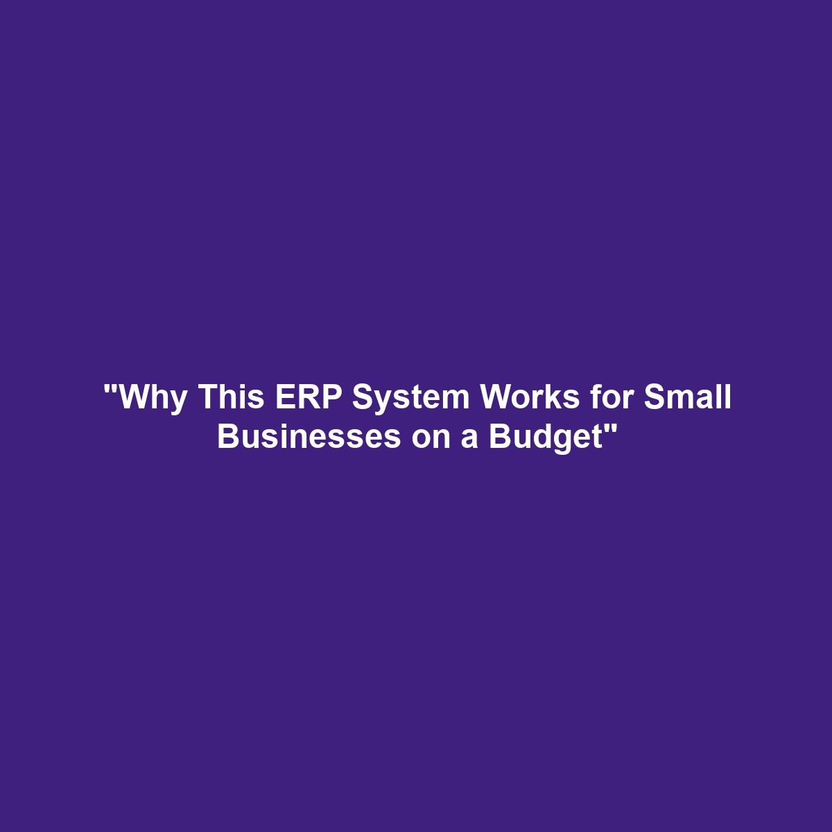 “Why This ERP System Works for Small Businesses on a Budget”