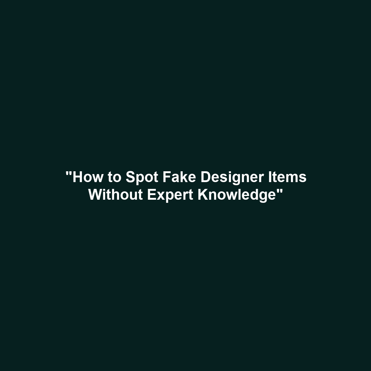 “How to Spot Fake Designer Items Without Expert Knowledge”