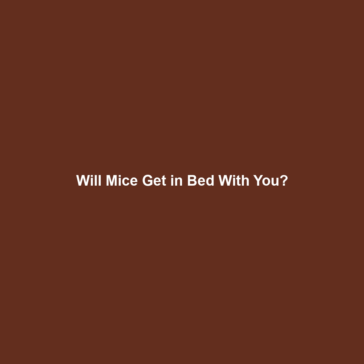 Will Mice Get in Bed With You?