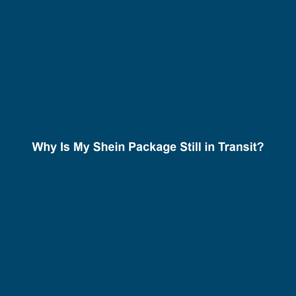 Why Is My Shein Package Still in Transit?