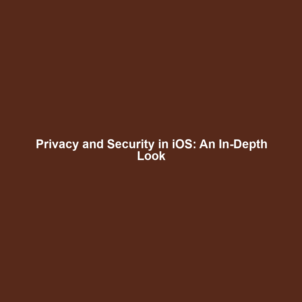 Privacy and Security in iOS: An In-Depth Look