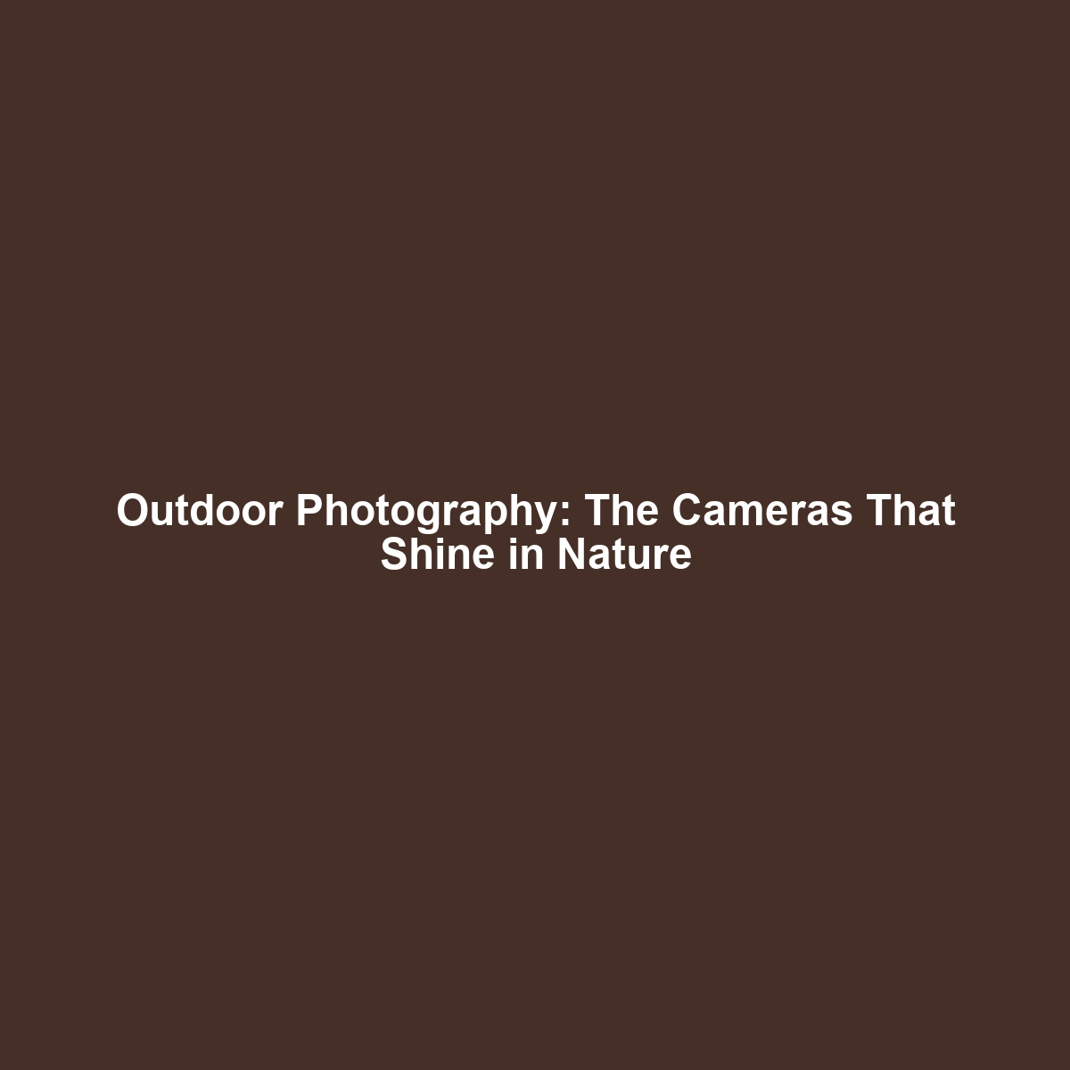 Outdoor Photography: The Cameras That Shine in Nature