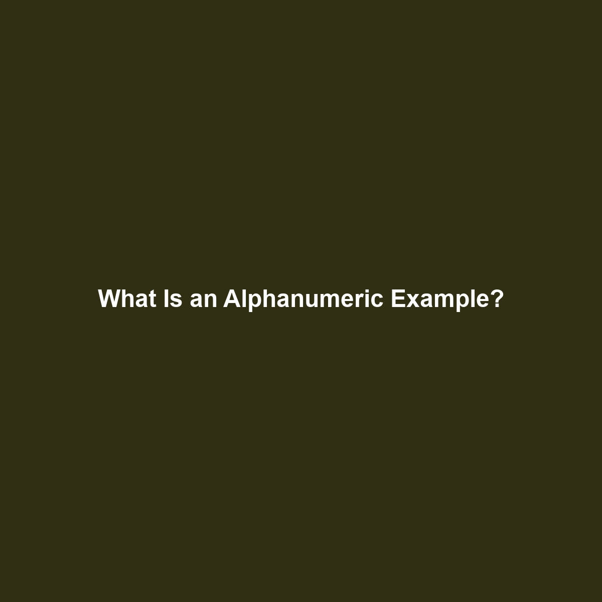 What Is an Alphanumeric Example?