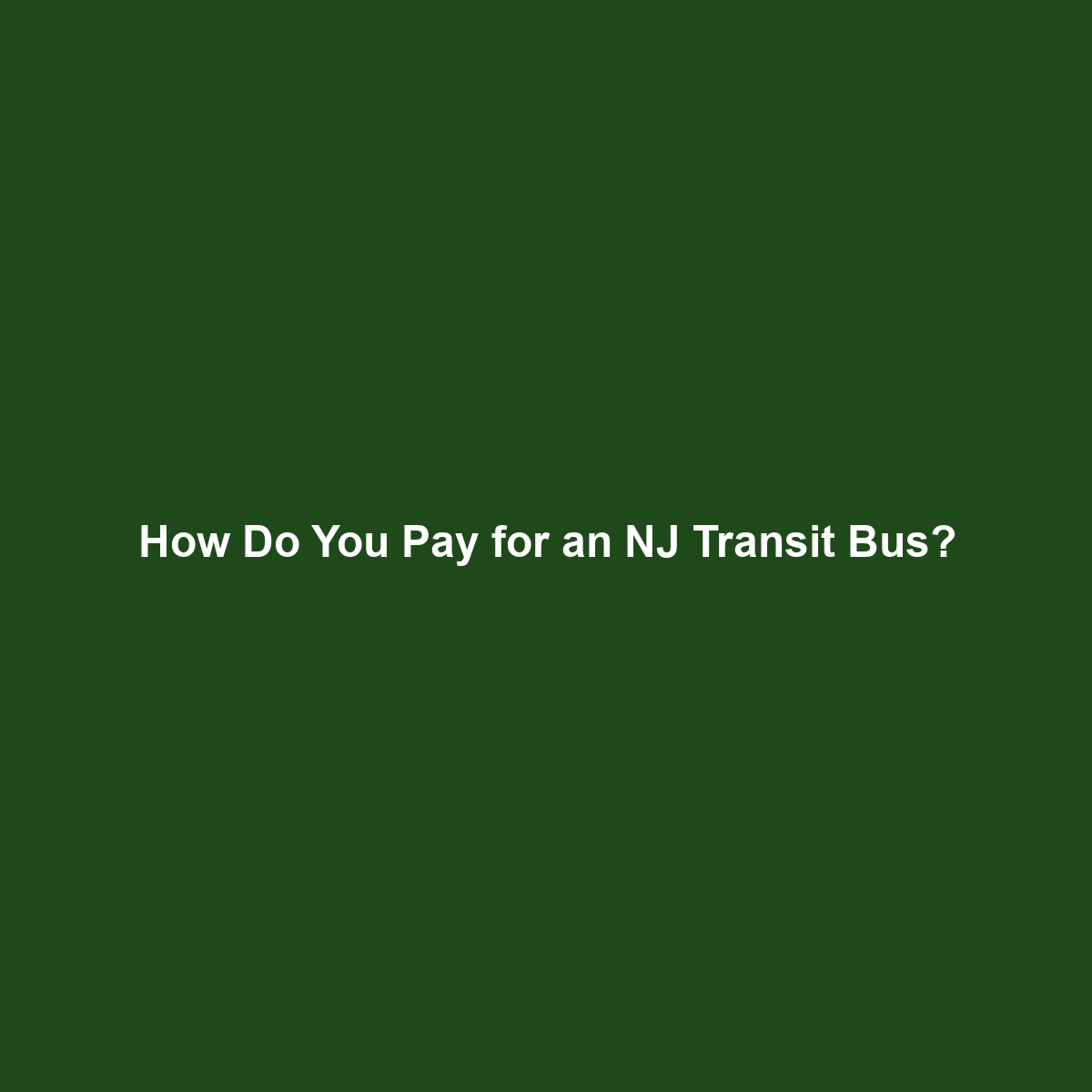 How Do You Pay for an NJ Transit Bus?